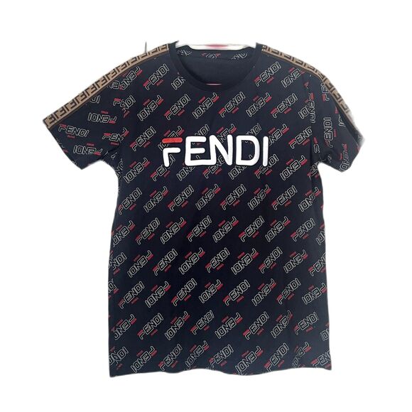 FENDI Blue All Over Logo T Shirt Tee Top    Mens Size Small - Picture 1 of 6